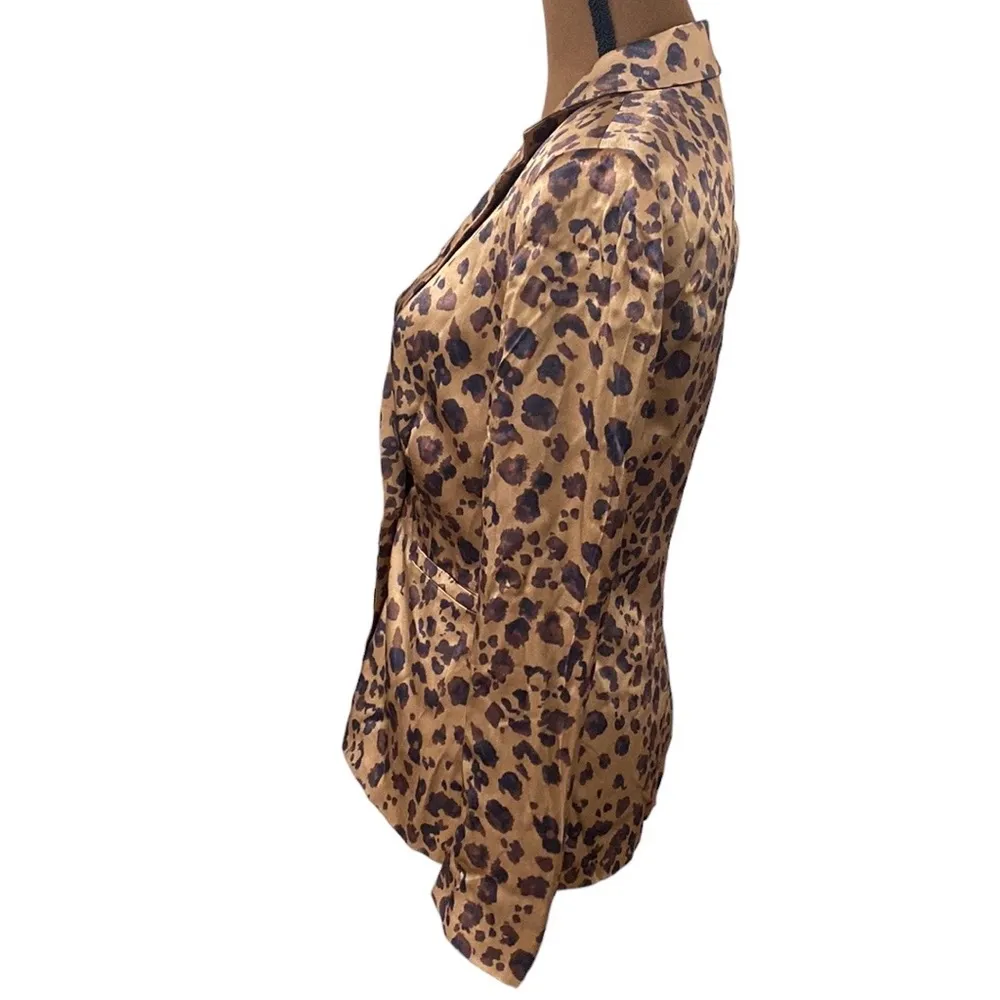 L’Agence Colin Double breasted satin blazer in Brunette leopard print size 2 - Image 3