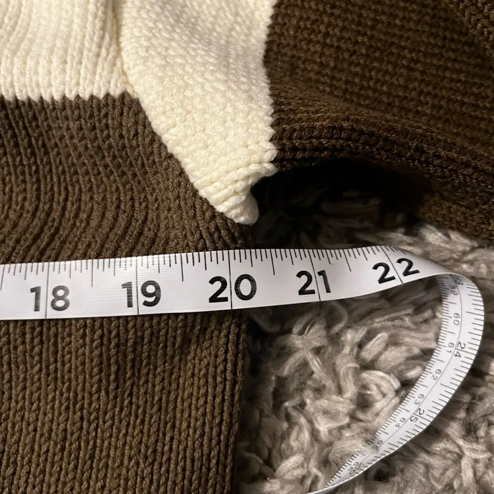 Future Collective Green & Cream Women’s Zip Shawl Collar Cardigan Size M Brown Size M - Image 4