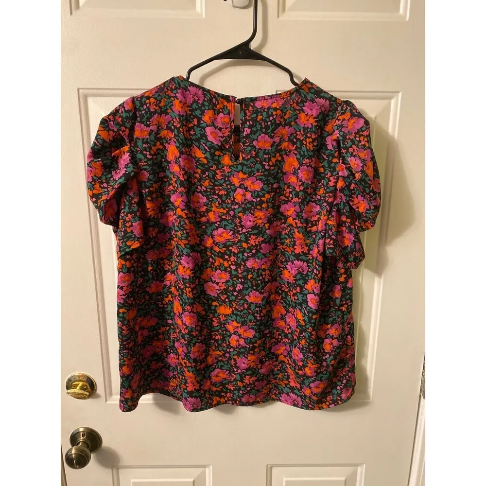 Shein floral flower 0 xl puff sleeve Blouse - Image 4