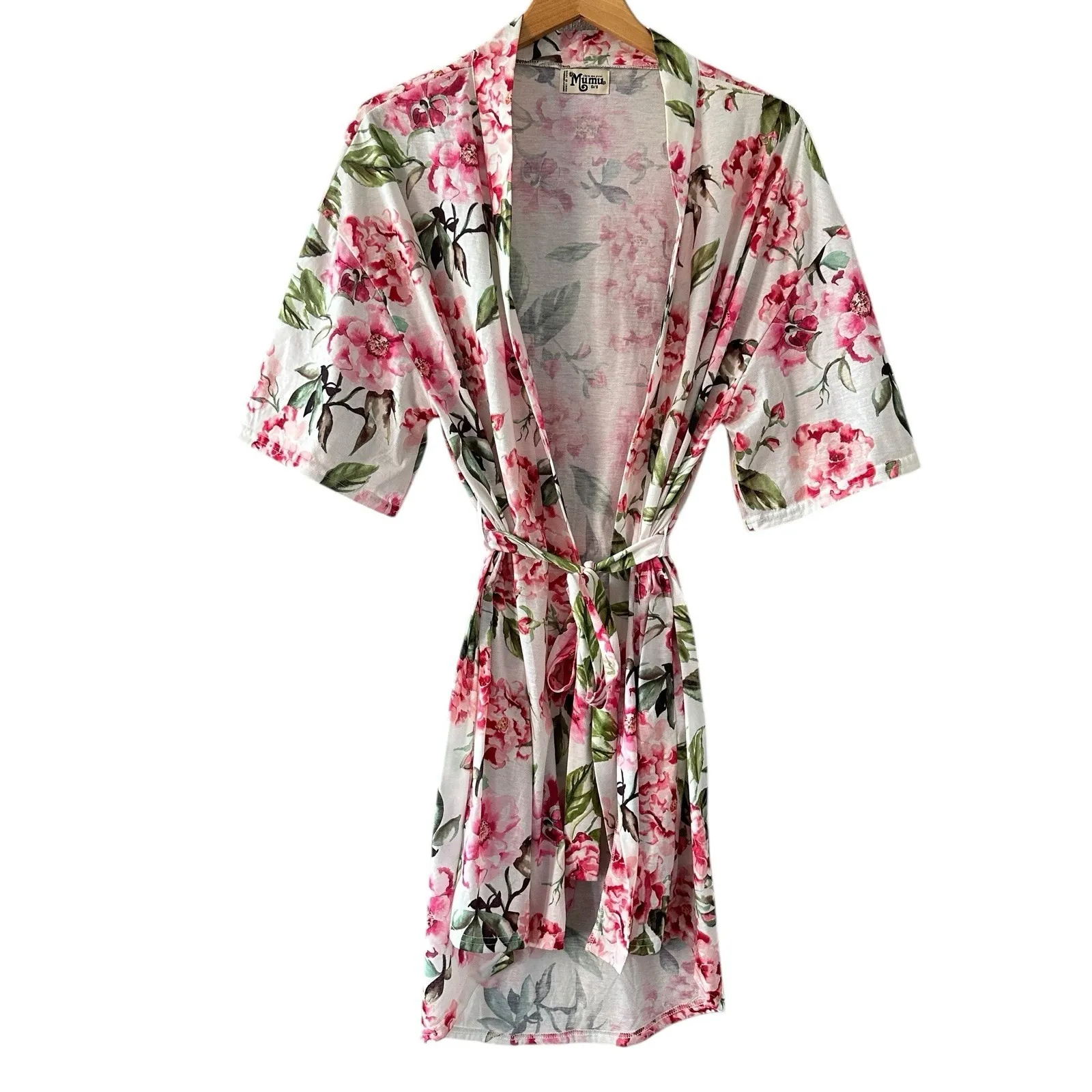 Show Me Your‎ Mumu Brie Robe Floral Print Pink Belted Kimono One Size Boho Bride - Image 3