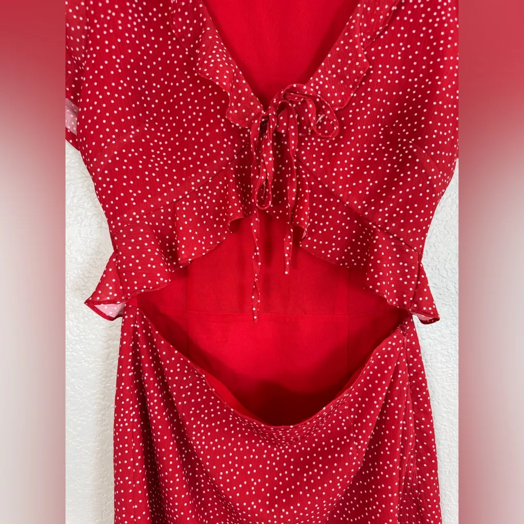 Superdown Revolve Mercy Red Polka Dot Cutout Mini Ruffle Dress size Medium $74 - Image 7
