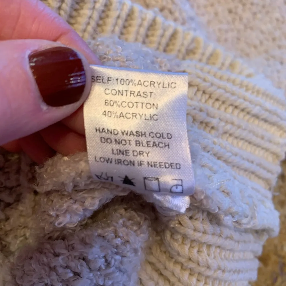 Altar'd State Sherpa Sweater Womens Small S Cream Chunky - Image 10