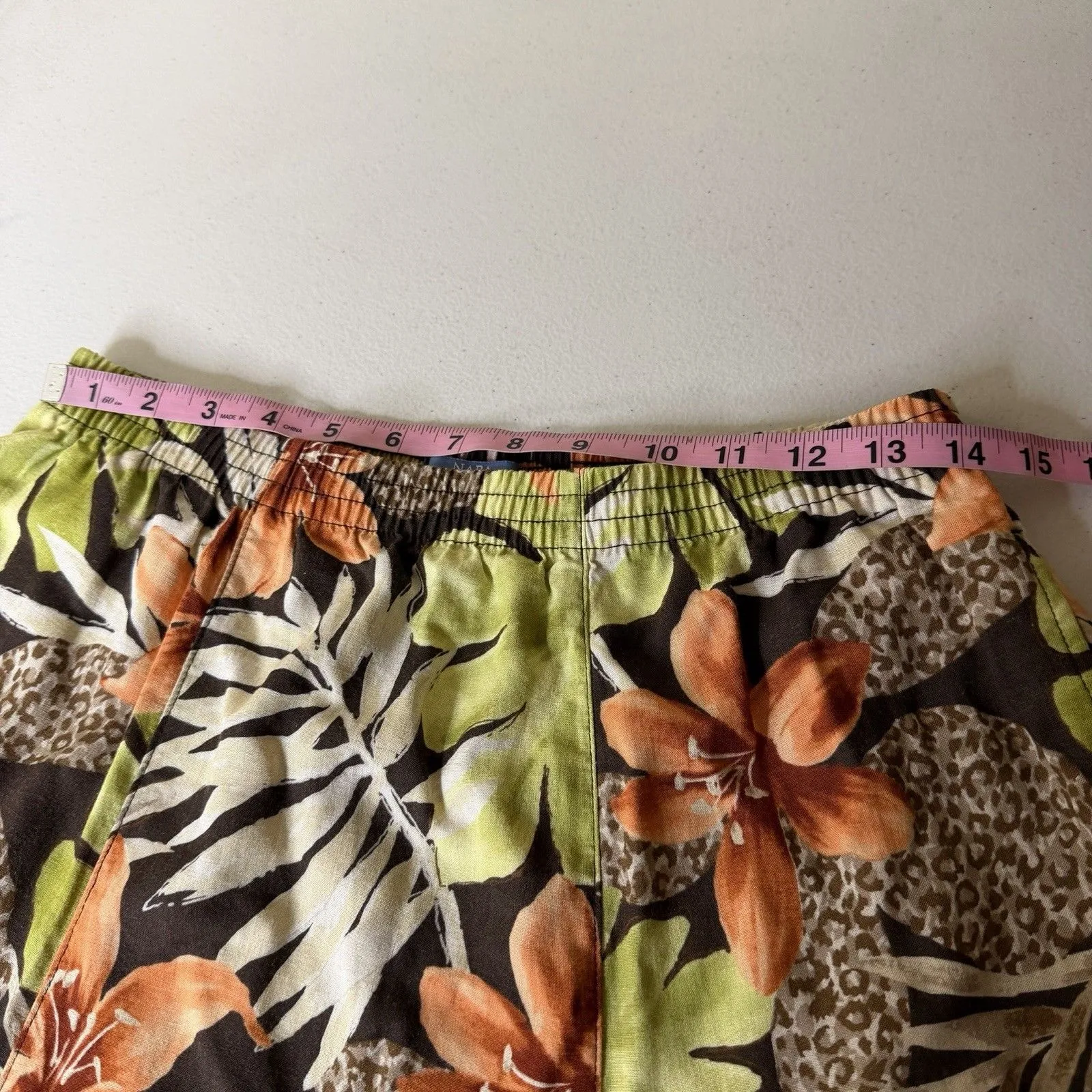 Napa Valley Midi Skirt Womens 12 Petite Floral Linen Blend Flowy Coconut Girl Size 12P - Image 4