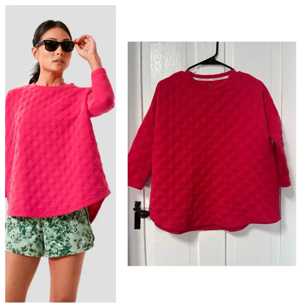 TuckerNuck sport Azalea Ally Quilted hot pink swing sweatshirt size XS/S - Image 2