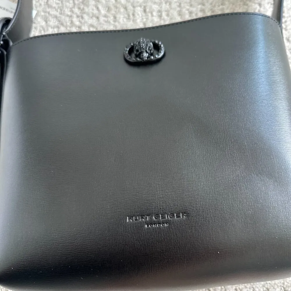 Kurt Geiger Small Drench Chelsea Leather Bucket Bag BLACK - Image 10