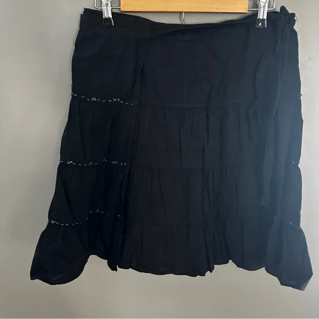 Women’s Black Boho Beaded Wrap Skirt one size - Image 3