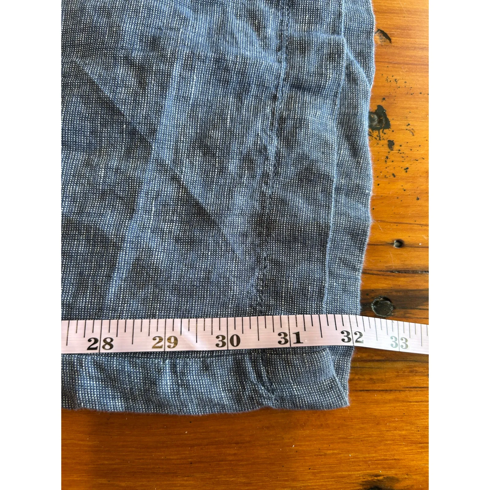 C&C California 100% linen pants size 8 wide leg blue belted high waist - Image 9