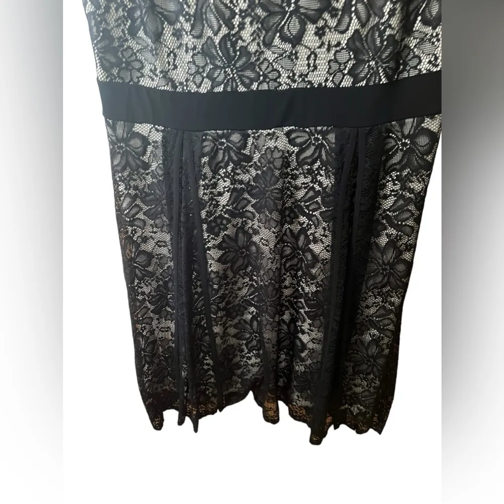 Cardalite Womens Black Lace Over Sleeveless Tan Lining Dress 2X Wedding Party - Image 6
