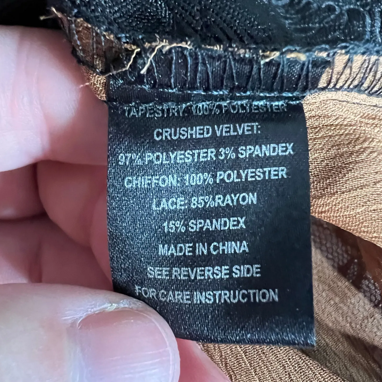 Y2K BKE Boutique Womens Blazer Suit Jacket Crushed Velvet Lace Beaded Black Tan - Image 11