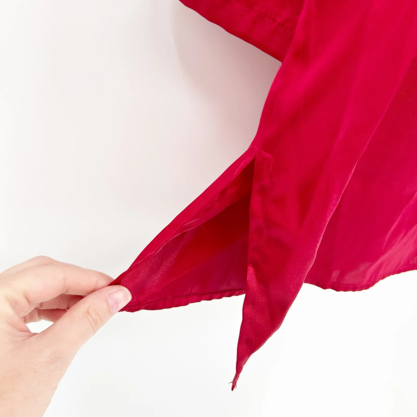 Victorias Secret Womens Y2K Satin Button Front‎ Sleep Shirt Dress Size L Red - Image 2