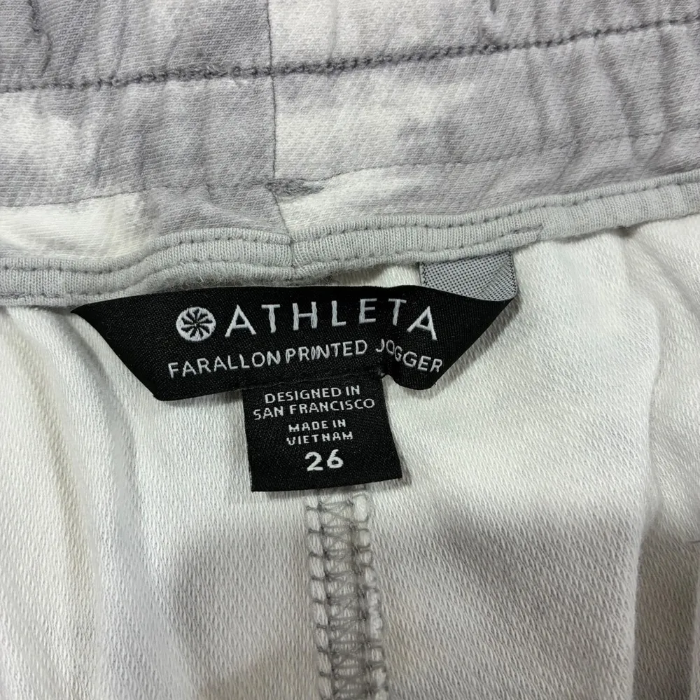 Athleta Farallon Printed Jogger Lightweight Activewear Pants Gray White Size 26W - Image 3