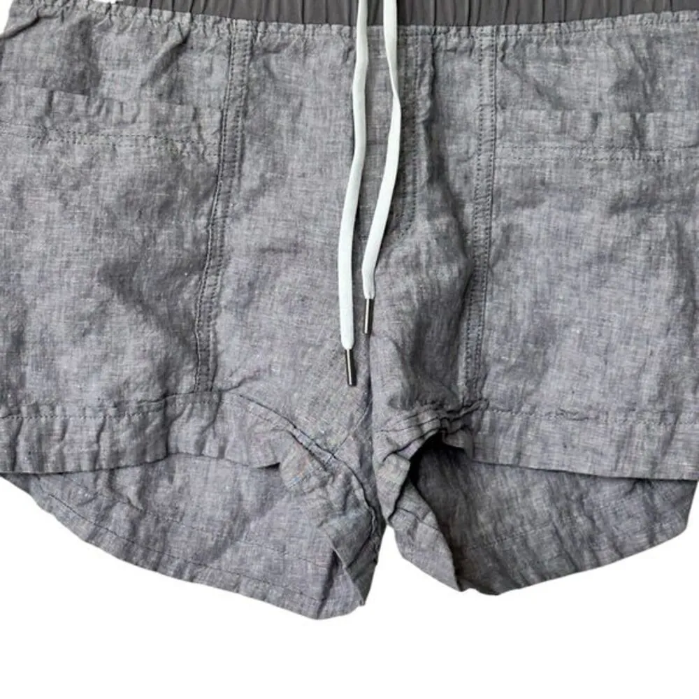 Athleta Shorts 4 Cabo Linen 4” Gray 100% Linen Pull‎ On Drawstring Closure - Image 7