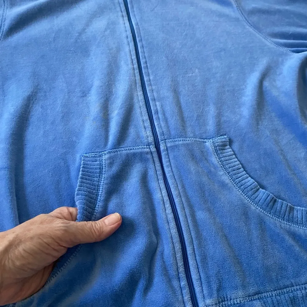 Pappagallo Velour Jacket Normcore Classic Casual, Minimalist, Sporty, Athleisure Blue Size L - Image 6