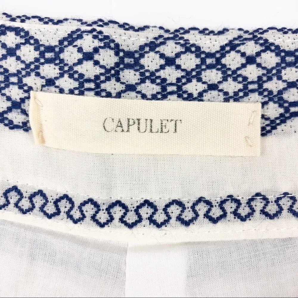 New Revolve Capulet Culotte Wide Leg Stripped Pant in Cream & Blue M - Image 12