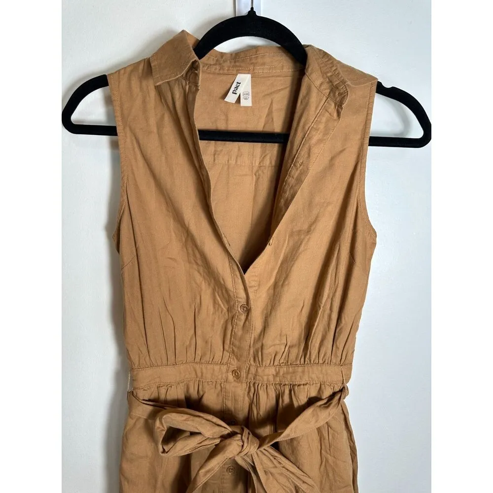 Pact Sunset Sleeveless ShirtDress Brown Sugar Organic Cotton Size XXS NWT - Image 4
