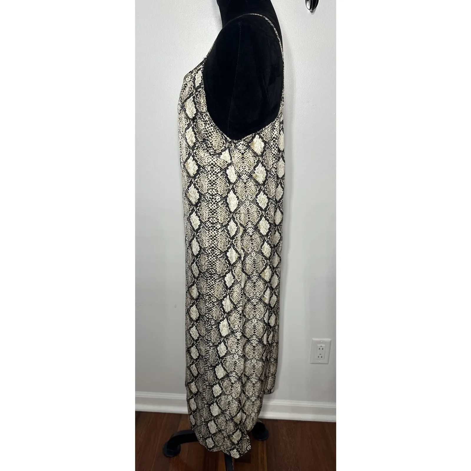 See You Monday Snakeskin Print Midi Slip Dress Size Large Polyester Club Party - Image 3