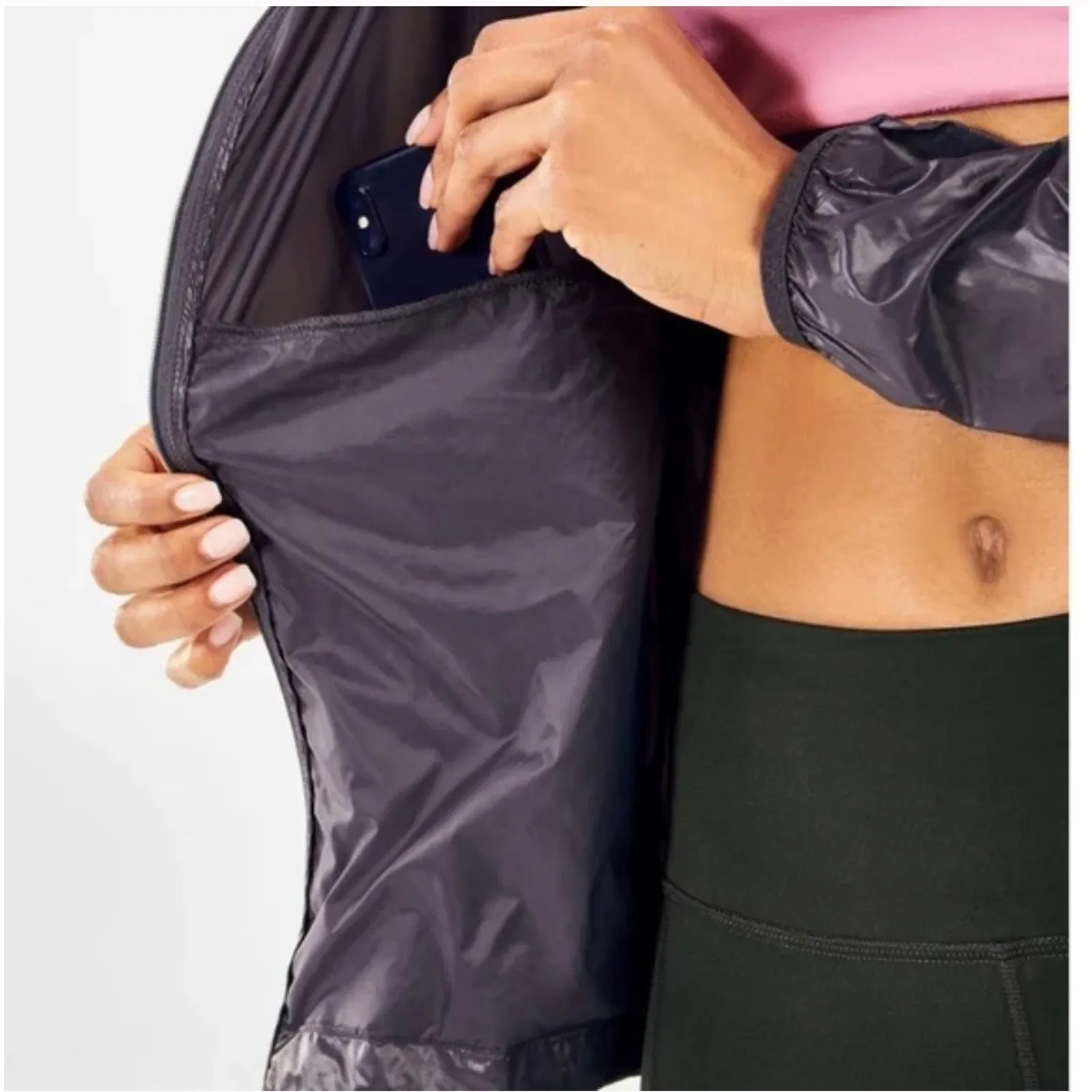 Fabletics  Kali Run Jacket Hooded Packable Lightweight Nylon Vent Blue Small - Image 5