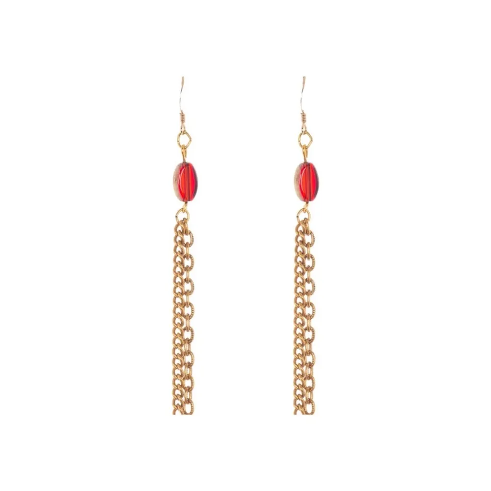 NWT Alex and Ani Crimson Beaded Drop Chain Earrings - Image 2
