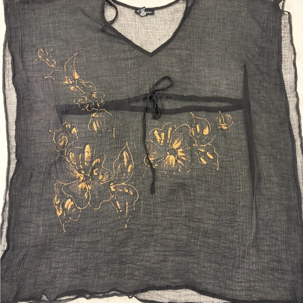 Club Z Collection Black Boho Whimsigoth Festival Floral Sheer Cover - Image 8