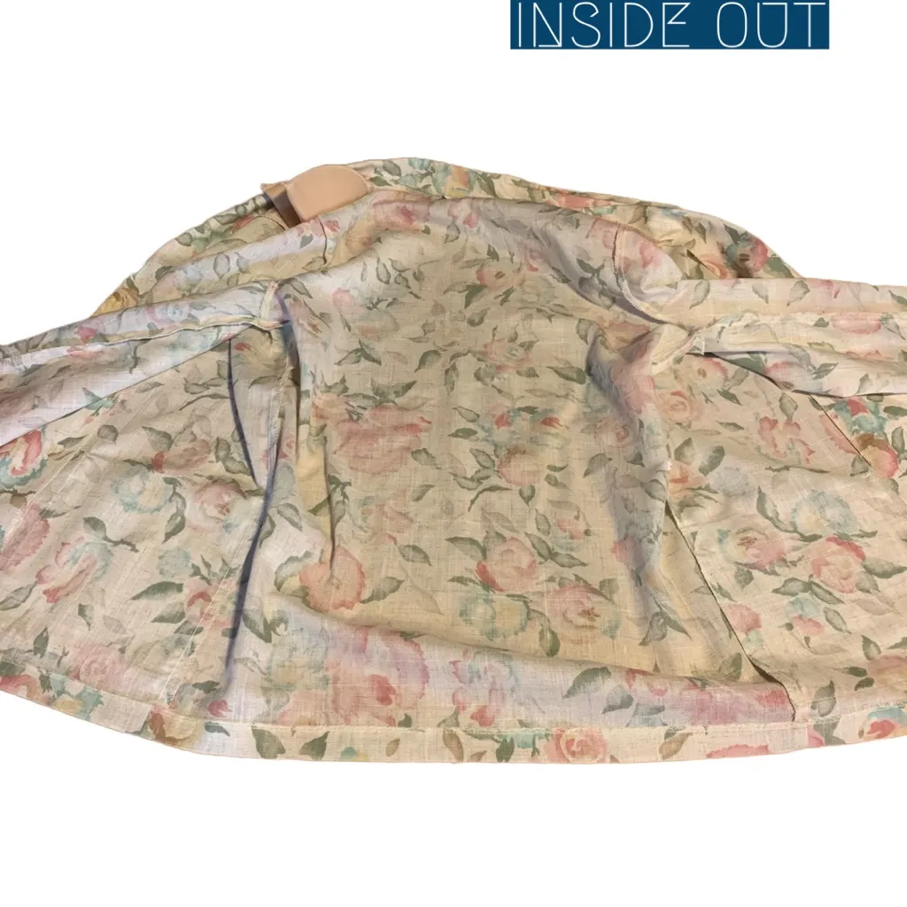 JESSICA SCOTT VINTAGE 1990'S BEIGE, PINK AND BLUE FLORAL PRINT BLAZER (M) Size M - Image 9