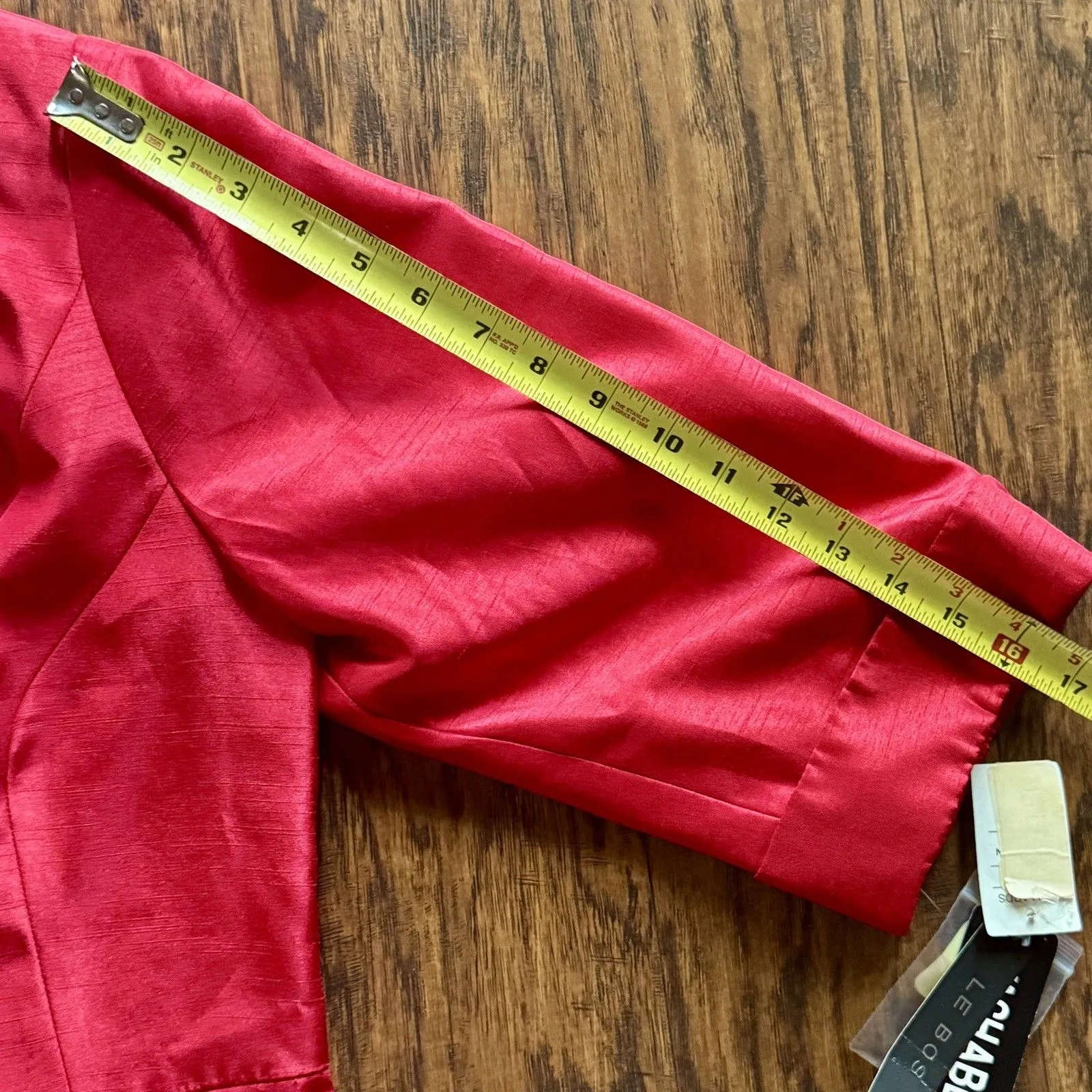 NWT Le Bos Jacket Blazer Short Red Peplum 3/4 Sleeve Womens Size 14W Holiday - Image 12