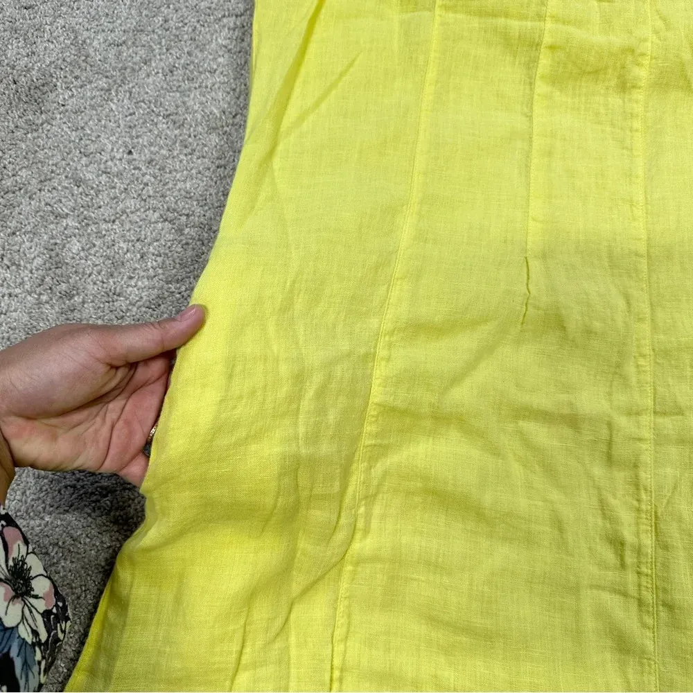Sahara 100% Pure Linen Sleeveless Midi Dress Pintuck Beachy in Yellow Size M Size M - Image 8