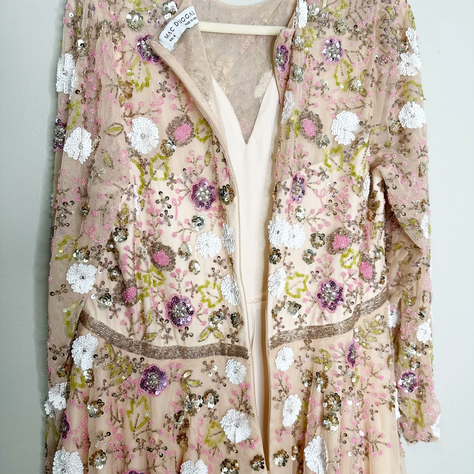 Mac Duggal 5716 Blush Pink Floral Tulle Embellished Cocktail Lenth Dress 16 - Image 8