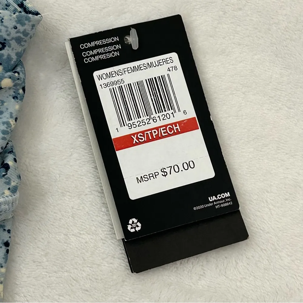 Under Armour Project Rock Compression Heatgear Blue Splatter Yoga Pants Women XS - Image 6