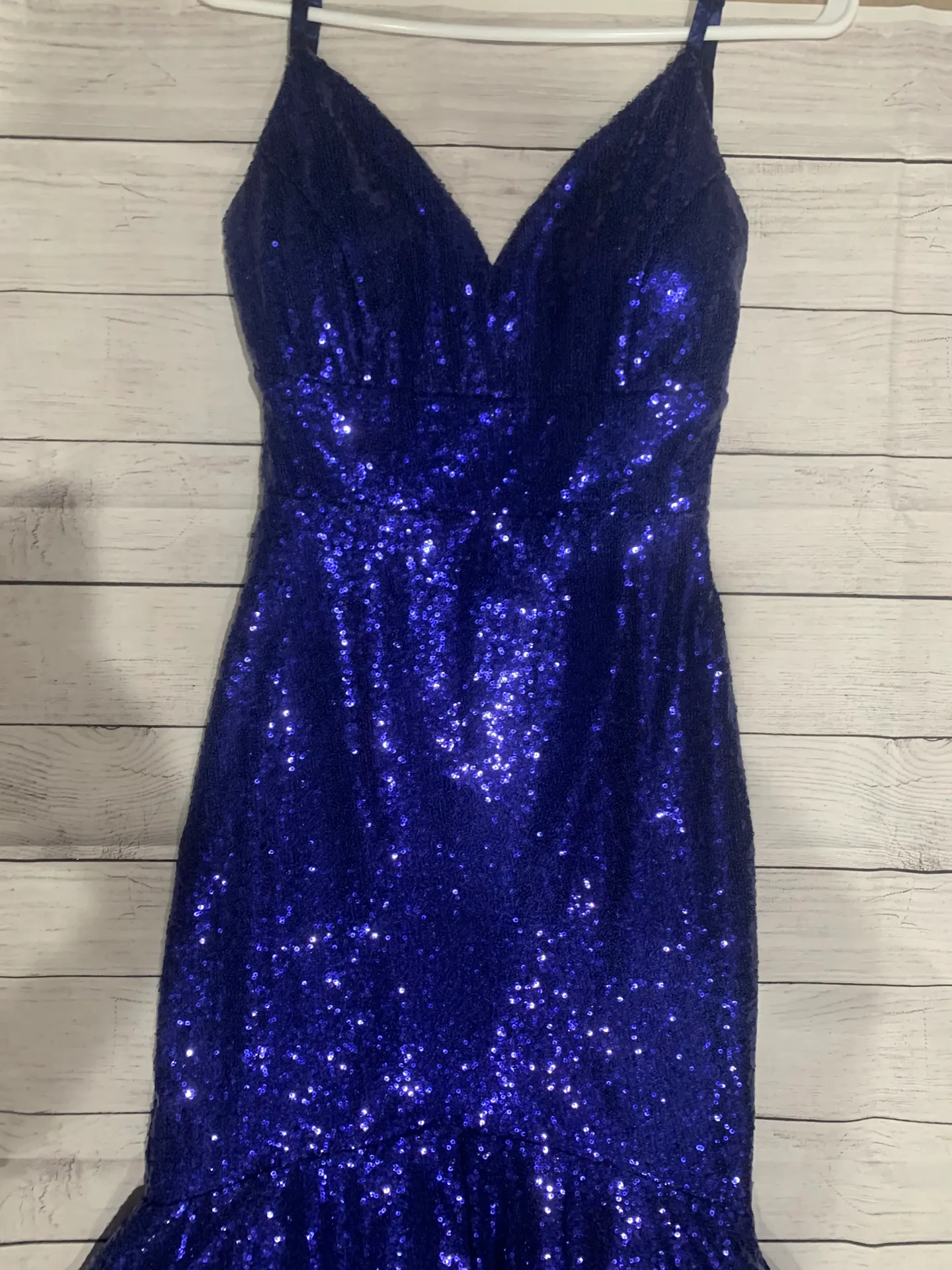 Blue Sequin Prom Dress - Image 4
