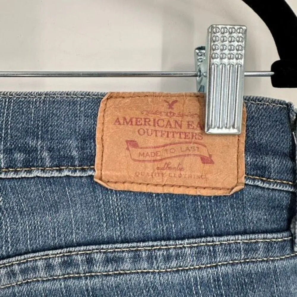 Y2K American Eagle Outfitters Womens Stretch Hipster Jeans Blue Size 6 LONG Tall - Image 8