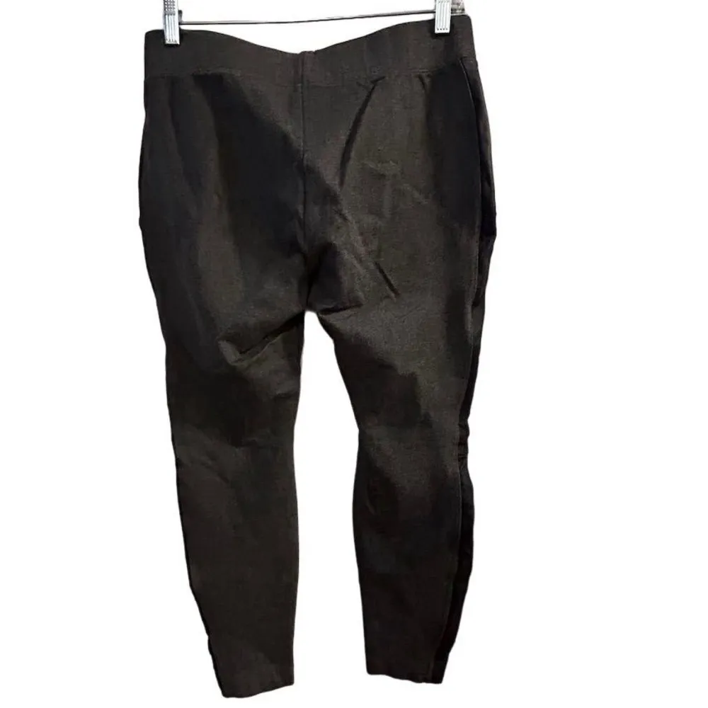 White House Black Market Women's Gray Leggings Size M black tuxedo stripe sides - Image 2