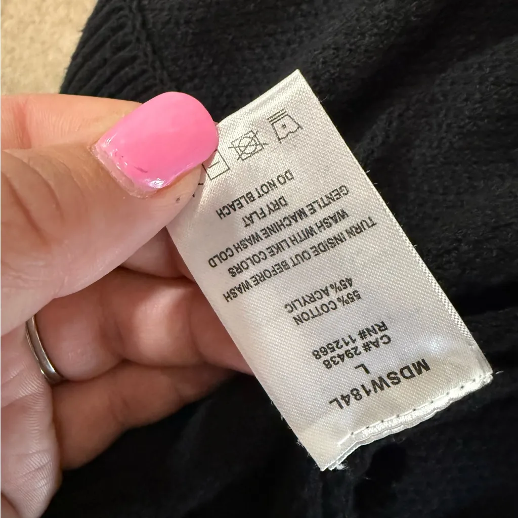 Miss Me Black Flowy Tie Front Cardigan Sweater Heavyweight Long Length Knit Wrap - Image 6