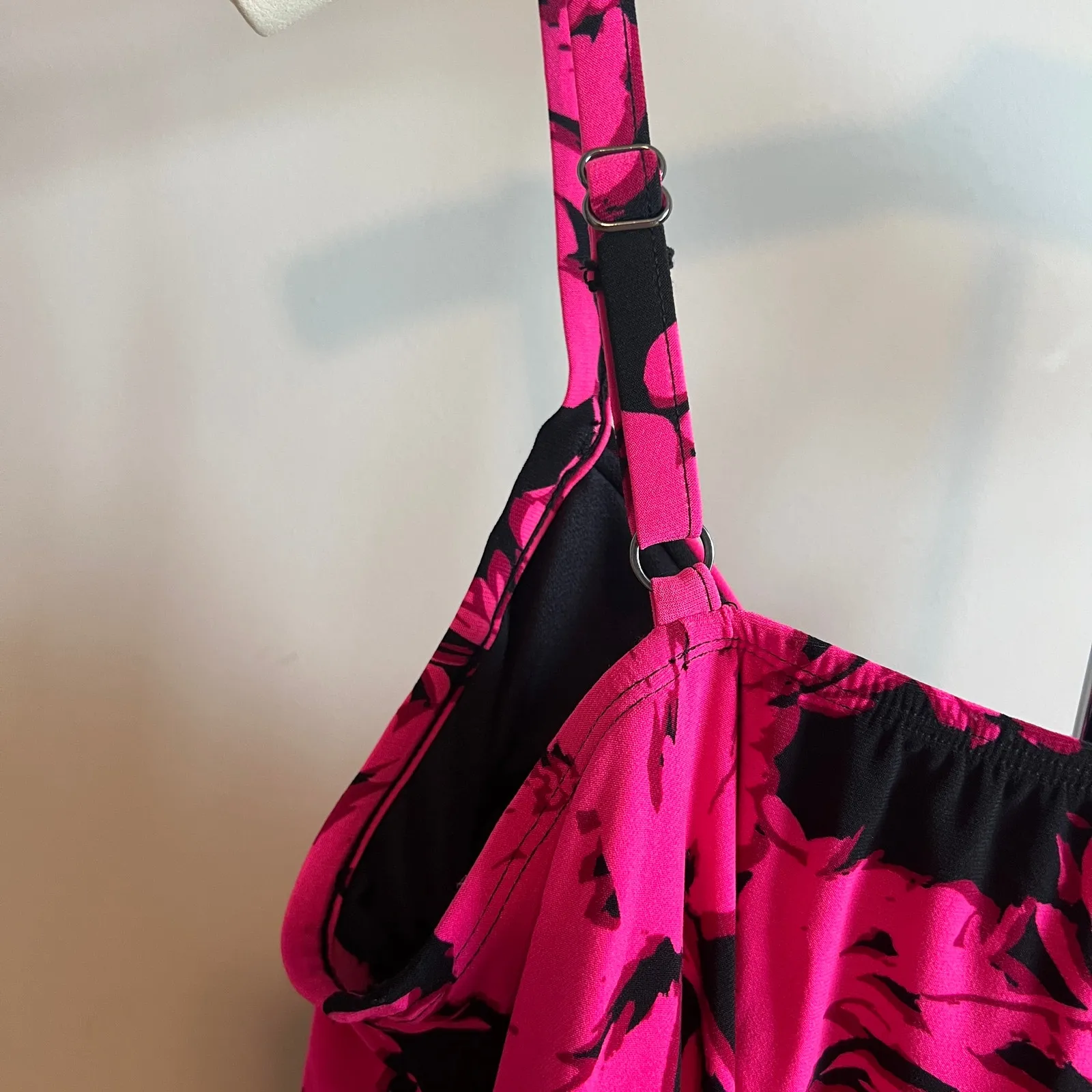 Aqua Green Women's Plus Size Pink Tropical Floral Tankini Top - Size 0X - NWT - Image 7