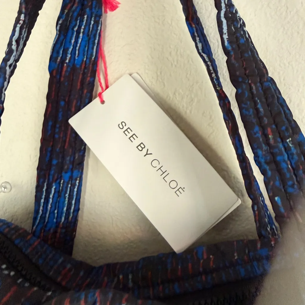 See By Chloe Textured Blue Black Tote Bag - Image 7