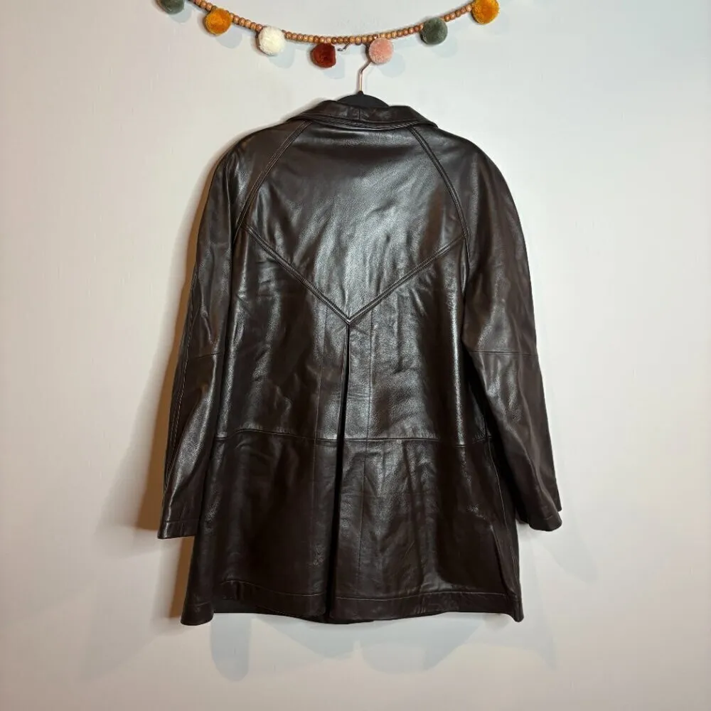 Vintage deep chocolate brown Genuine Lambskin leather jacket Size L - Image 4
