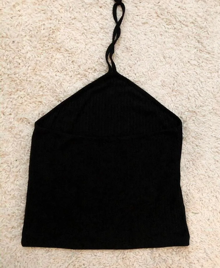 Black Halter Crop Top - Image 2