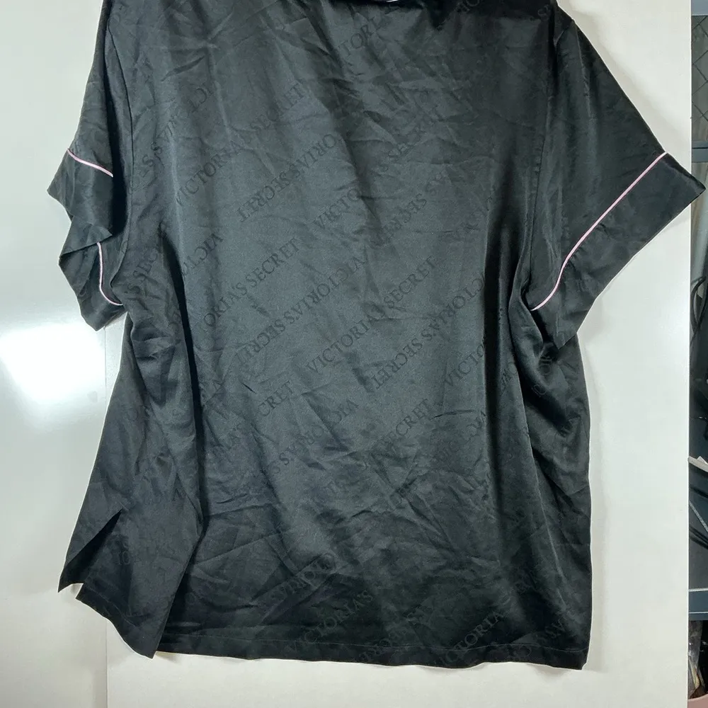 Victoria's Secret Black Pajama Set with Pink Trim A0320 - Image 5