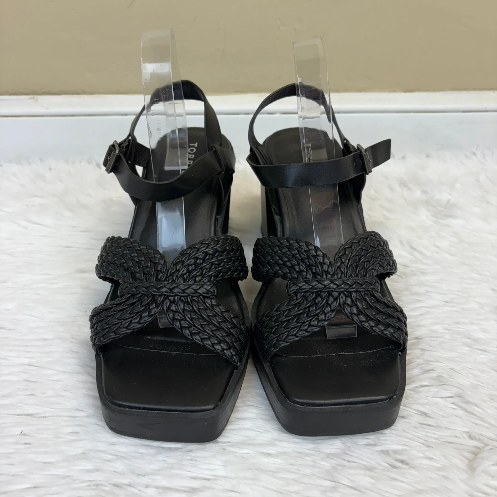 Torrid Crisscross Platform Heel Sandals Black Faux Leather Size 10.5WW - Image 3