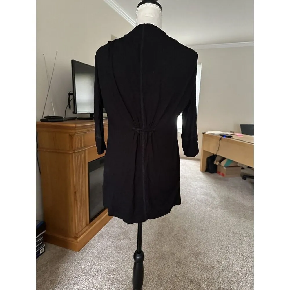 People Like Frank Open Front Black Cardigan With Pockets Size XXS Ruched Back - Image 7