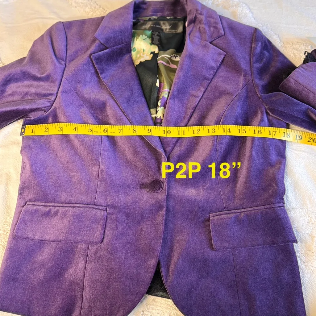 Apostrophe‎ Women's Purple Velvet Blazer Black Lace Sz 6P color purple  NWT - Image 8