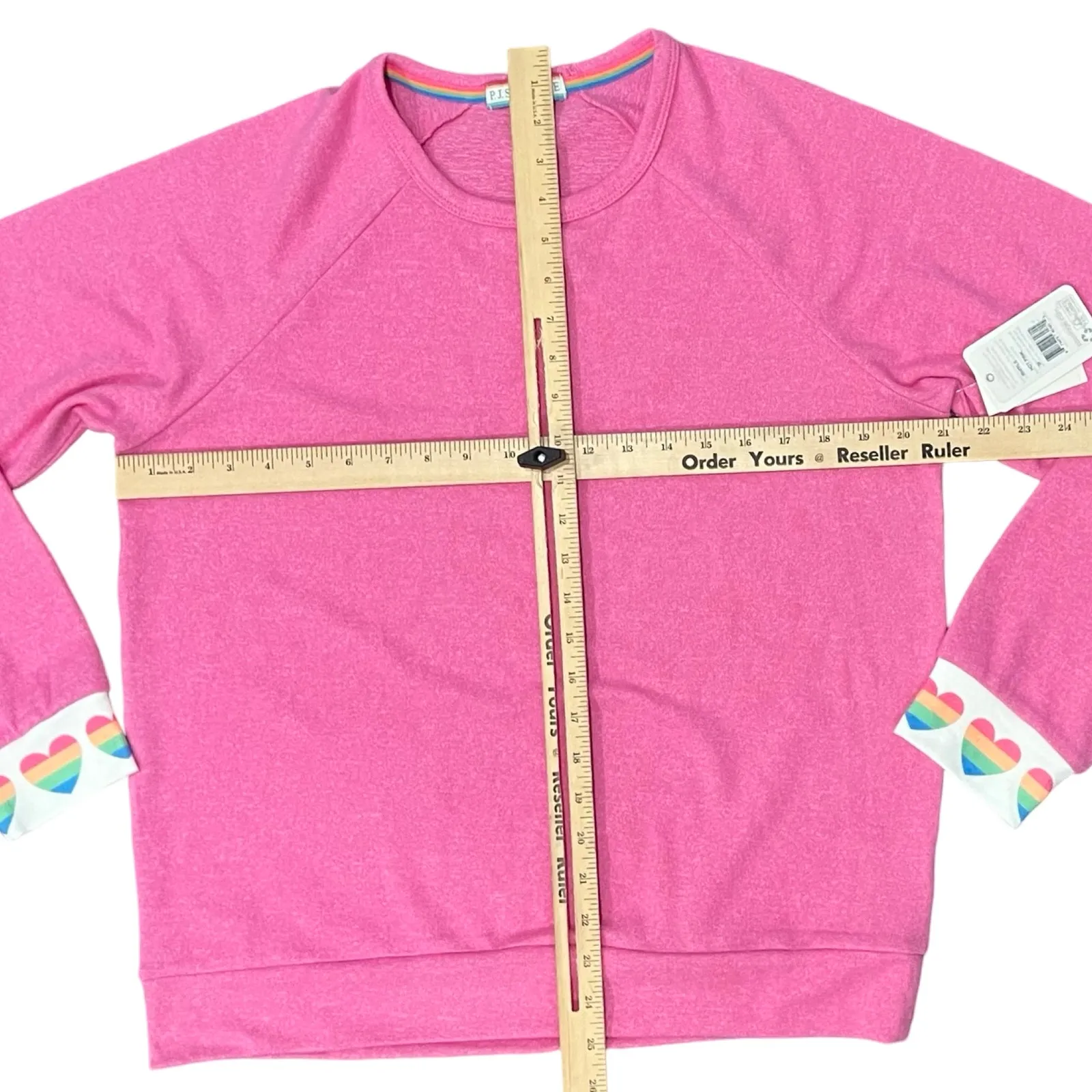 P.J. Salvage Pink Rainbow Heart Long Sleeve Soft Jersey Tee size M NEW Tags - Image 7