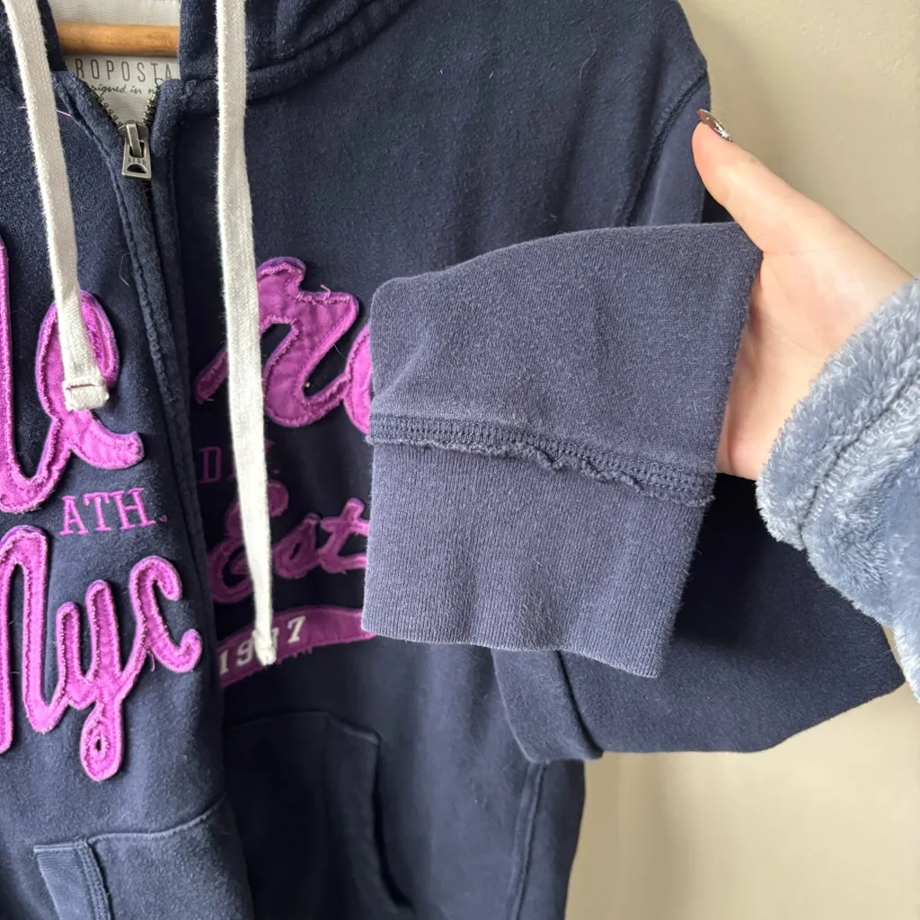 Aeropostale Navy Zip Up Hoodie - Image 2