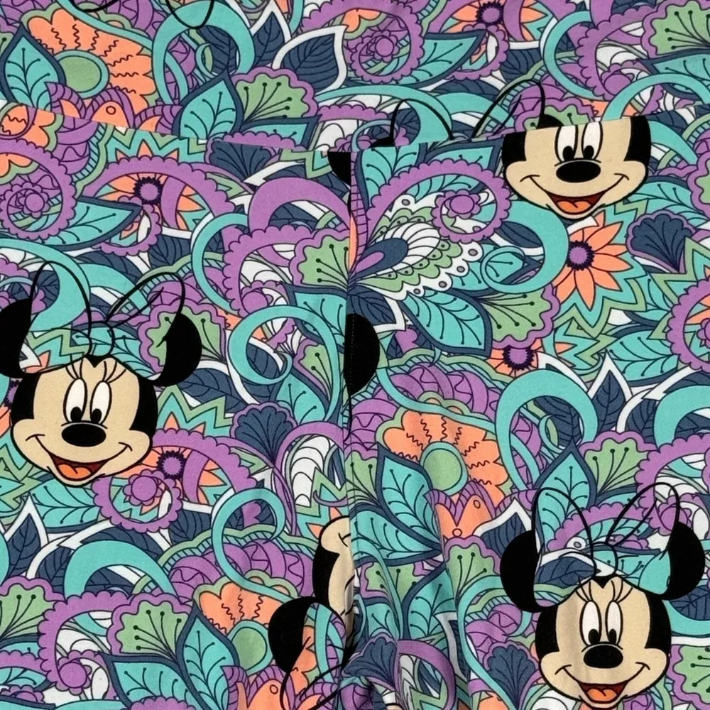 LuLaRoe Disney TC Minnie Mouse Floral Leggings Pant Tall & Curvy - Image 4