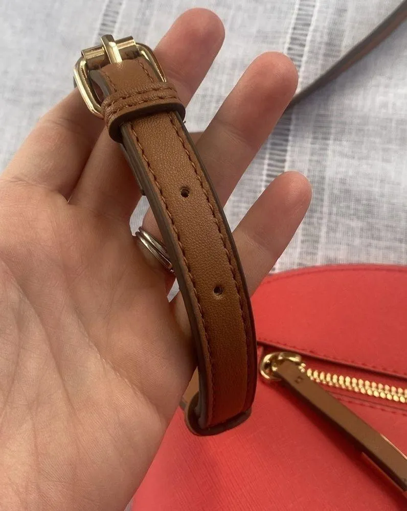 Ann Klein NWOT deep coral shoulder bag with gold embellishments. - Image 4