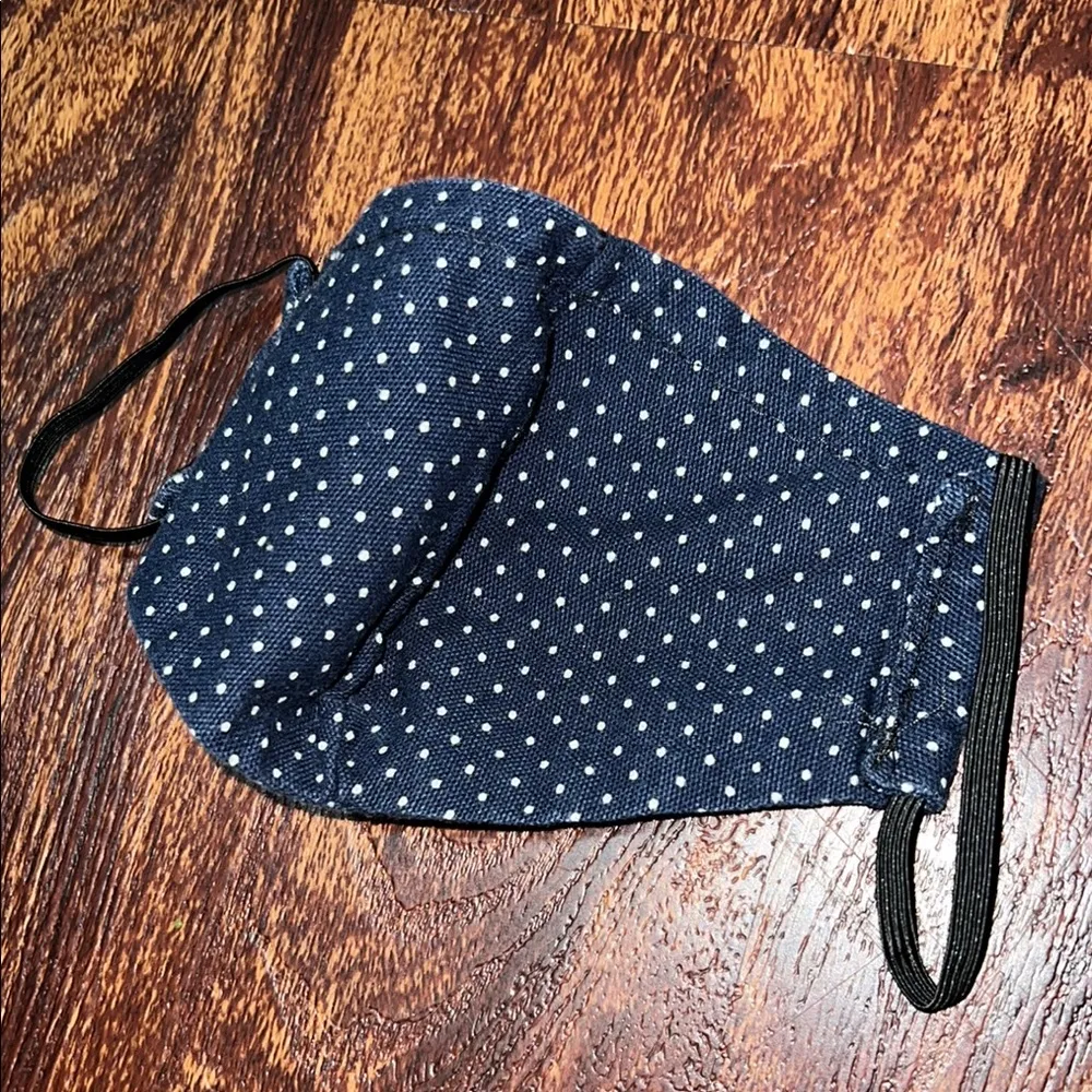 Navy Blue Polka Dot Face Mask - Image 3