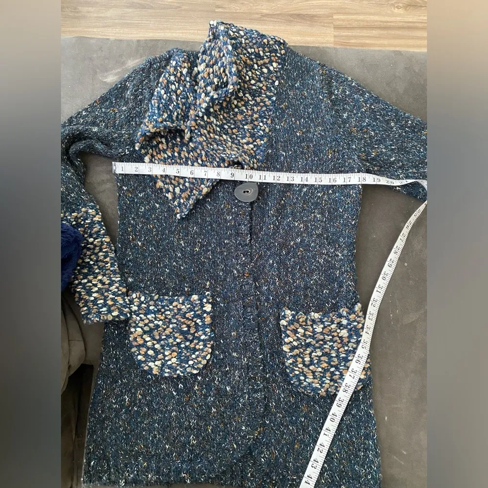 CURIO one button crotchet front pockets cardigan/ sweater. Gray - Image 7