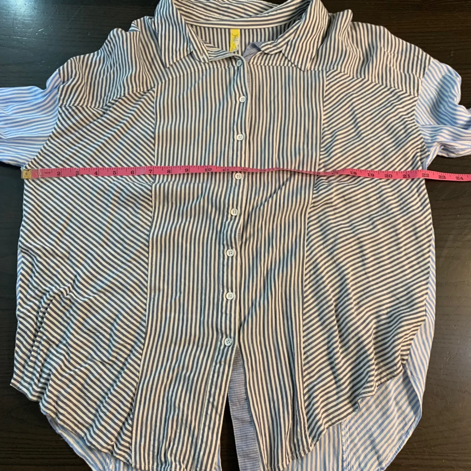 Free People Striped Button Up Shirt Blue White Long Sleeve Relaxed Fit M - Image 6