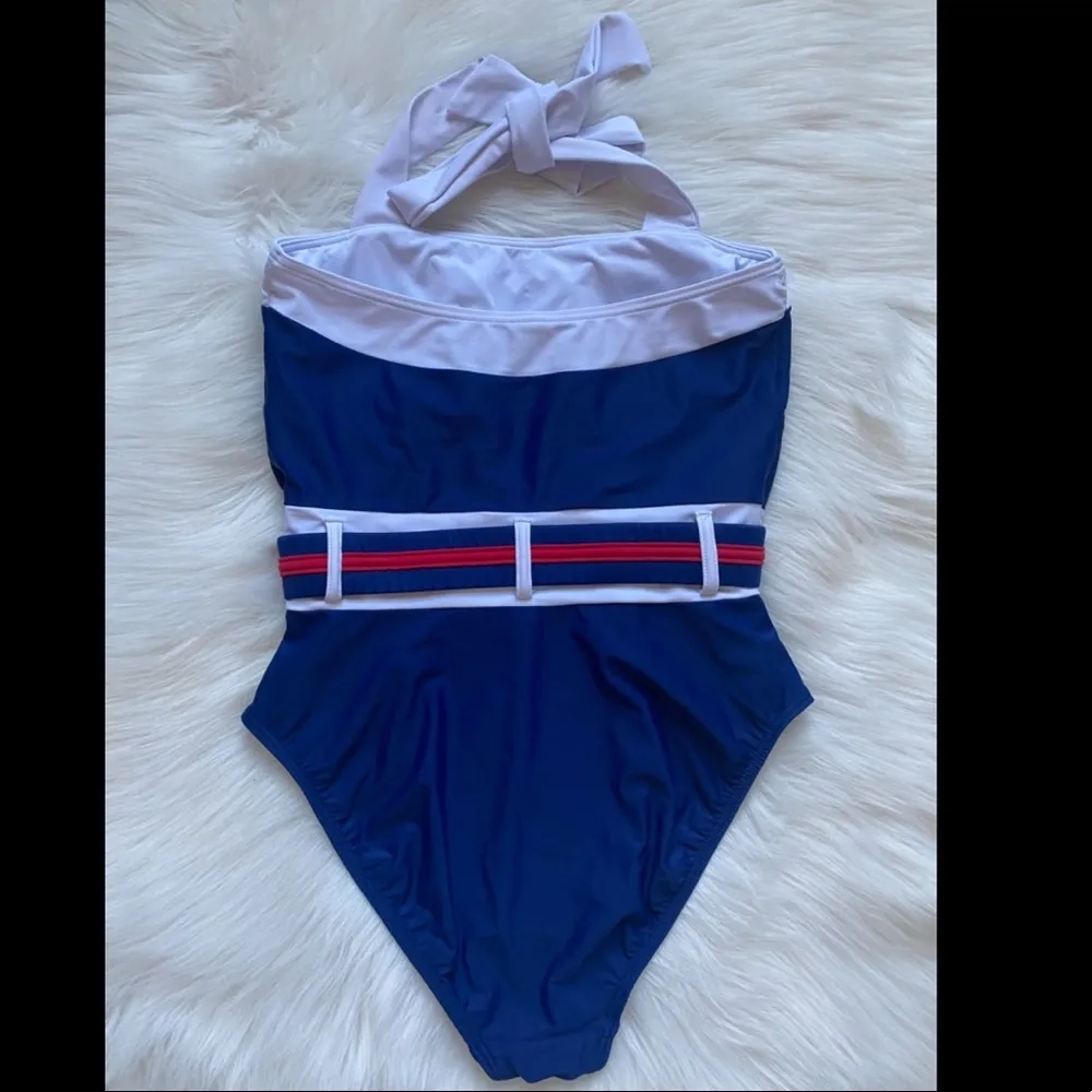 Venus  Retro Style Belted One Piece Halter Bathing Suit - Image 3