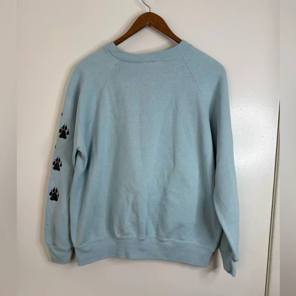 Vintage, baby blue with black Labrador, I think, lol, sweatshirt, dog paws L Size L - Image 5