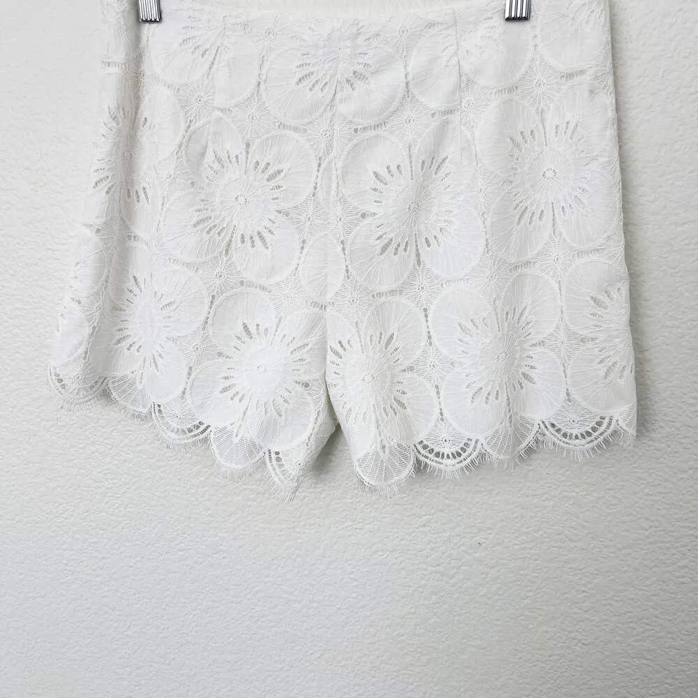 [Trina Turk] Cece White Lace Eyelet Scalloped Hem Mid Rise Shorts Bridal Size 4 - Image 8